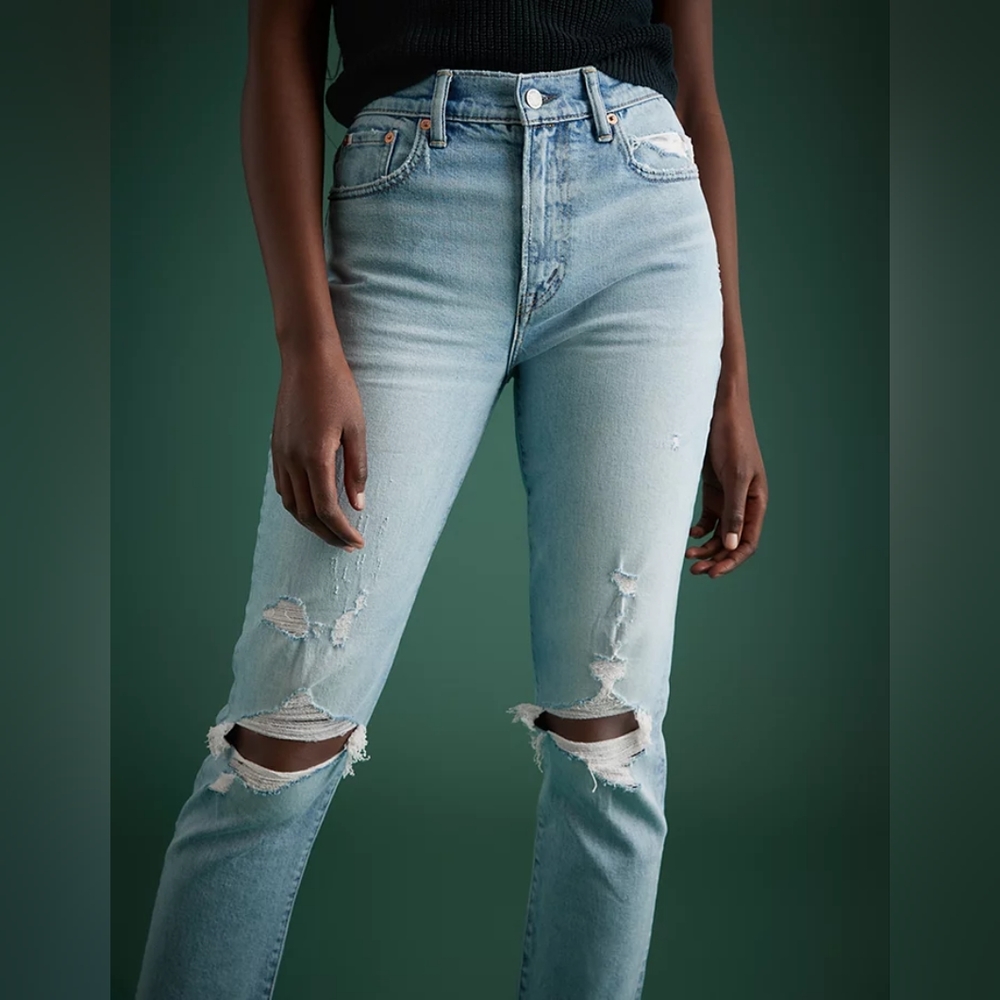 AE77 premium ripped Mom jeans